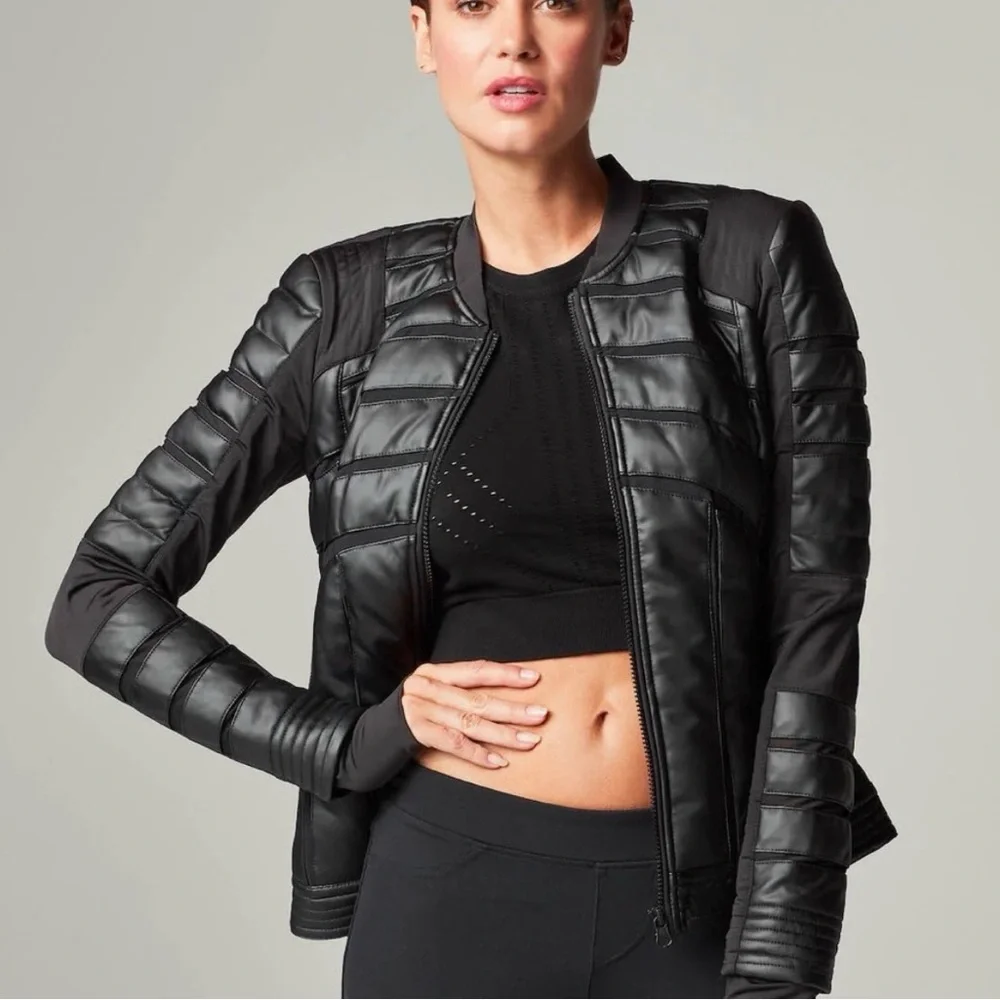 NWT! blanc noir Black Quilted Leather Jacket - Picture 2 of 15